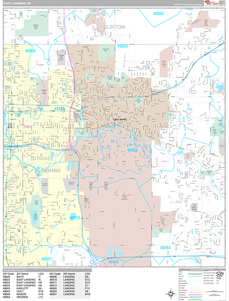 East Lansing Wall Map
